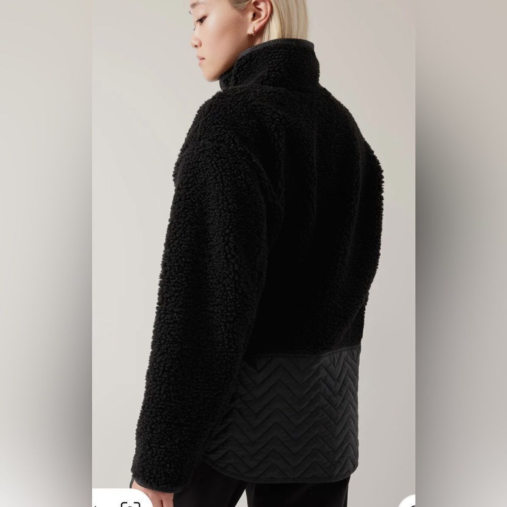 NWT Athleta Cozy Sherpa Snap Sweatshirt Black Size XL Oversized - Picture 5 of 16